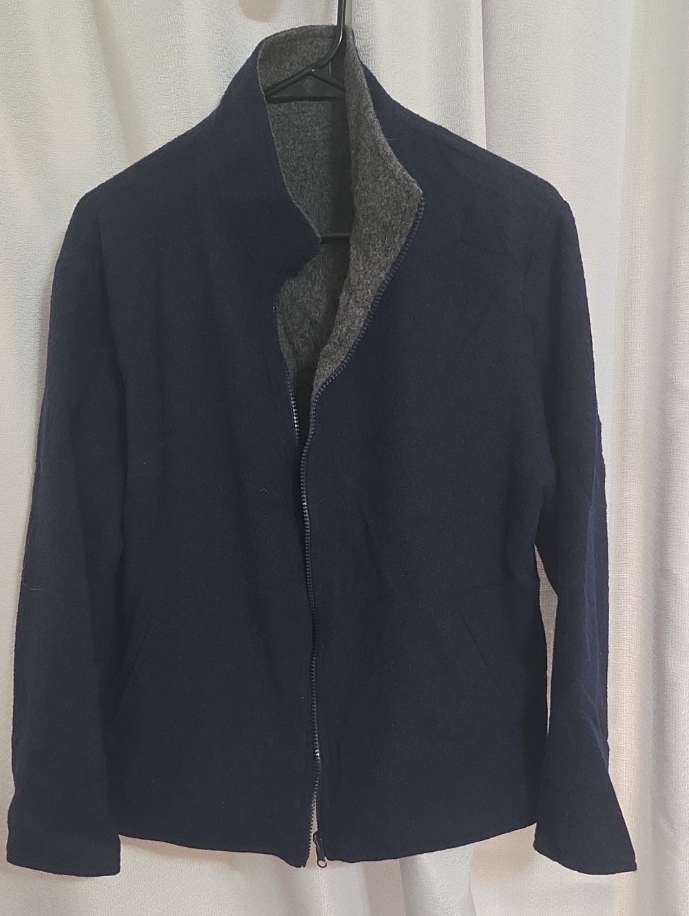 Women’s Navy Zip-Up Jacket with Gray Lining